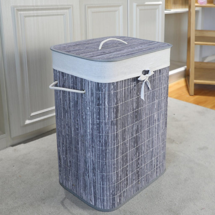 Homestyle Pro Homestyle Panier à linge bambou rectangulaire 40x30x60 cm blanc gris