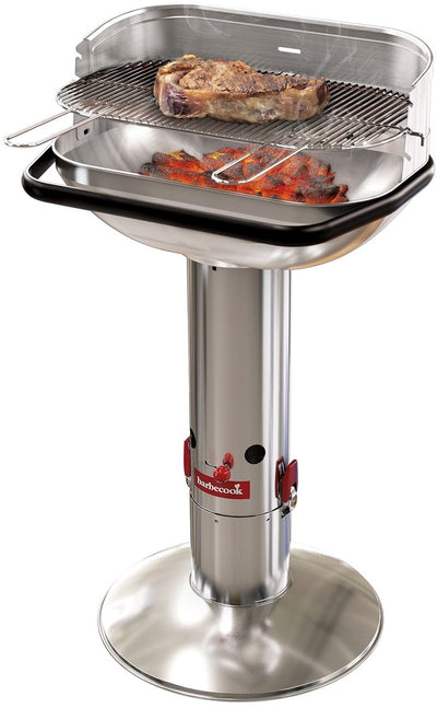 Barbecook loewy 55 - barbecue au charbon de bois - surface de grill 55x33cm - incl. pare-vent, barbecue et pot de récupération des cendres - acier inoxydable