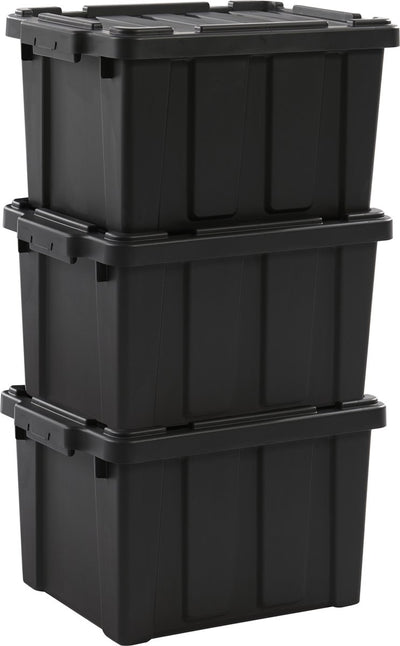 Iris power box boîte de rangement robuste - 21l - plastique - noir - lot de 3