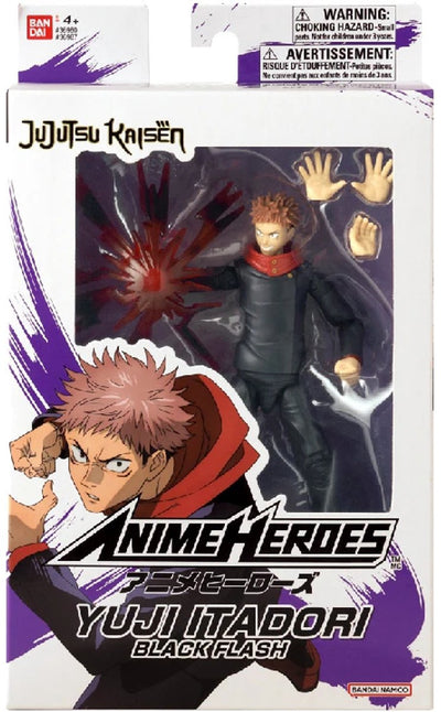 Bandai - héros d'anime - jujutsu kaisen - figurine d'action héros d'anime 17 cm - itadori yuji black flash - sous licence officielle jujutsu kaisen - figurine d'action yuji version flash noire - 36987