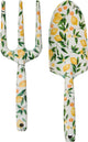 Kinzo ensemble d'outils de jardin 2 pièces - ensemble d'outils de jardin avec pelle à planter et fourchette à main - pelle de jardin en acier et fourchette à main de jardin - outils de jardin décoratifs motif floral