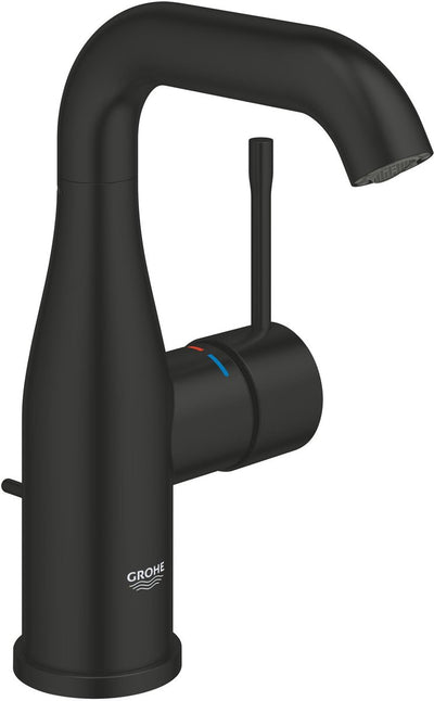 Mitigeur lavabo Grohe essence nouveau taille M – bec orientable – aqua guide – vidage – noir mat