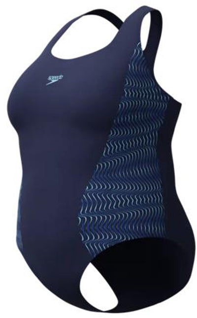 Maillot de bain une pièce femme Speedo plus size placement medalist - bleu marine