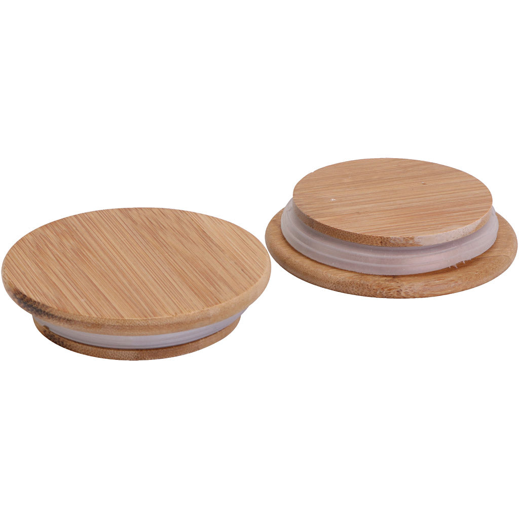 Couvercle en bois avec joint en caoutchouc, D 9 cm, 12 pièces 1 boîte