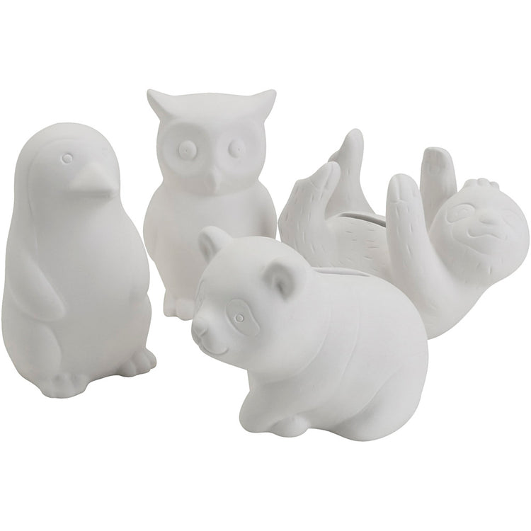 Tirelires Creativ company, animaux, taille 8,5-11 cm, le contenu peut varier, 4x6 pièces 1 boîte