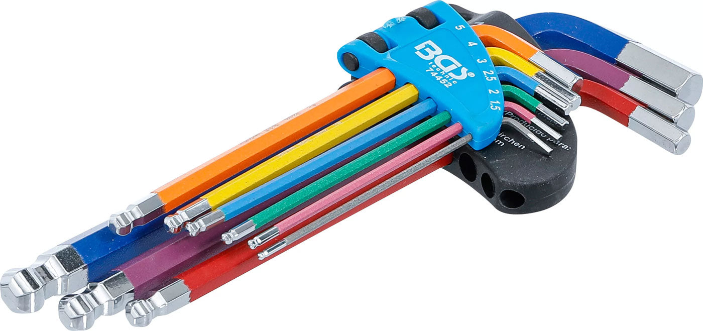 Jeu de clés à douille hexagonales Bgs technic extra longues avec tête sphérique 1,5 - 10 mm 9 pcs.