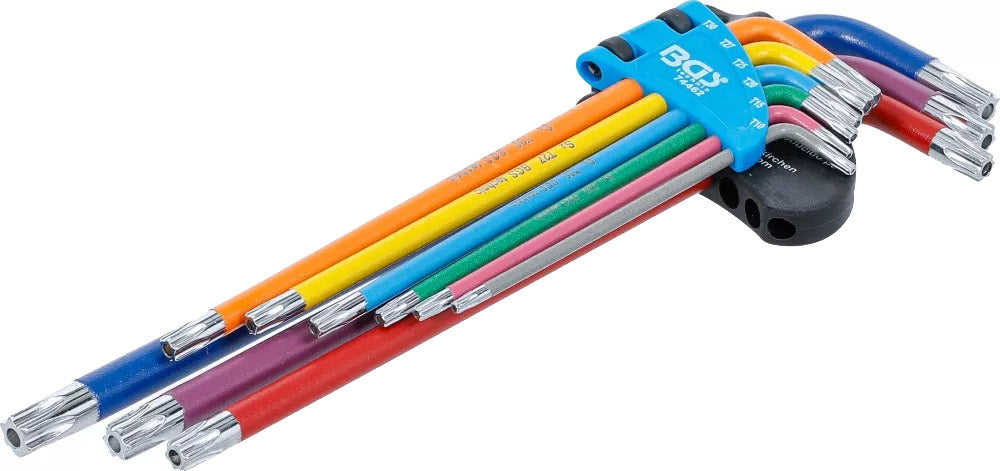 Jeu de clés hexagonales techniques Bgs extra longues pour Torx avec trou, jeu de 9 pièces