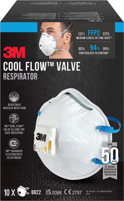 3m 1062065 - masque anti-poussières fines ffp2 ffp2, avec valve, 10 ch | 1 pièce