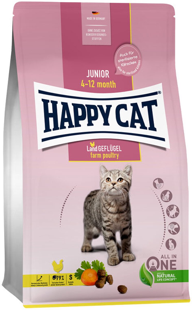 Nourriture pour chat junior Happy cat - volaille - 10 kg