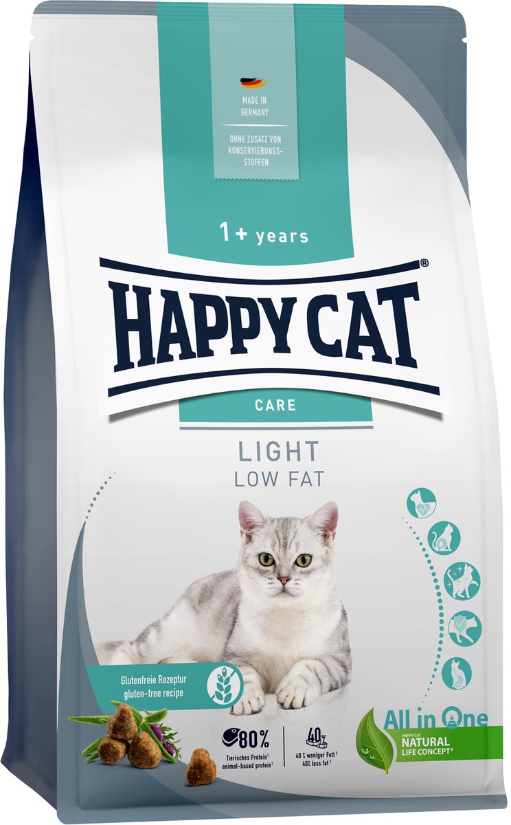 Nourriture légère pour chat Happy Cat Care - 4 kg