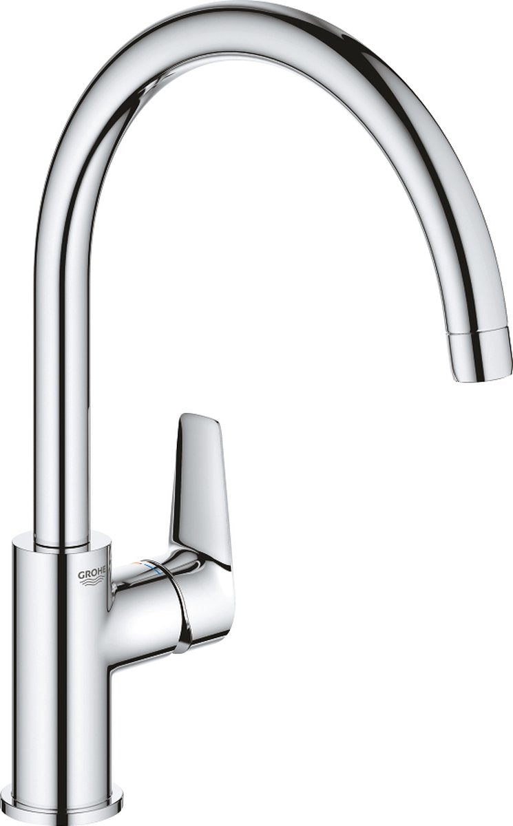 Robinet de cuisine Grohe bauedge - bec haut - plage de rotation 360° - chrome