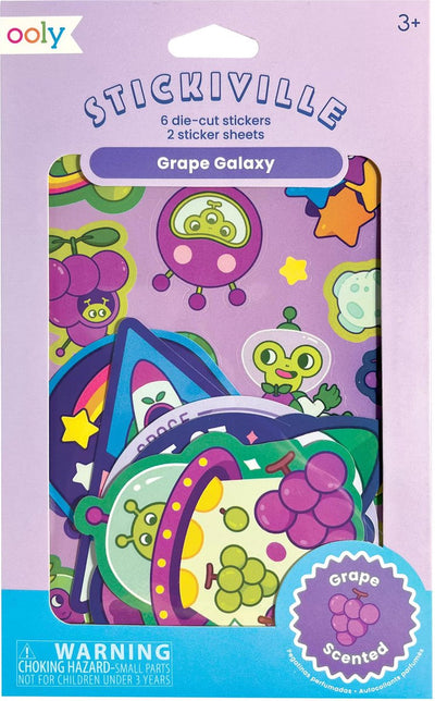 Ooly - autocollants stickiville : raisins galaxie - parfumés (2 feuilles 6 découpées)