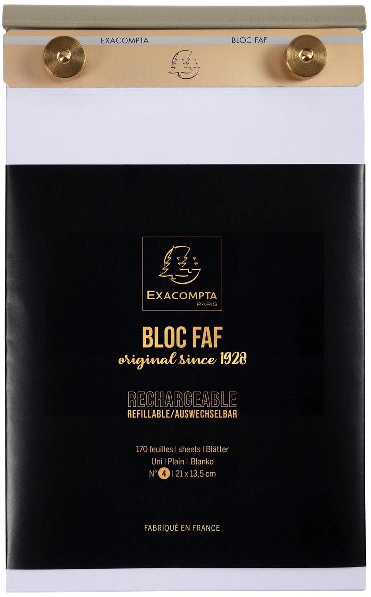 Exacompta bloc faf complet 21x13,5cm n°4 uni - blanc - 12114e