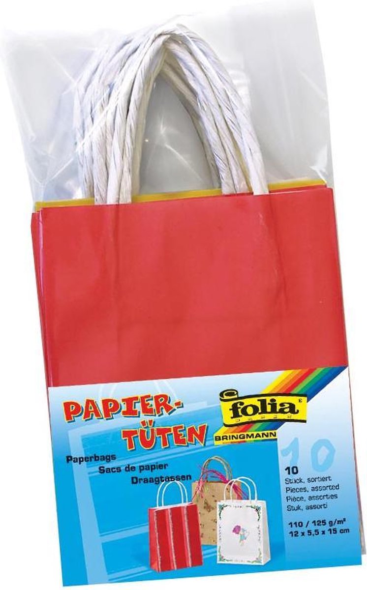Sac cadeau Folia taille 12 x 55 x 15 cm, paquet de 10 pièces
