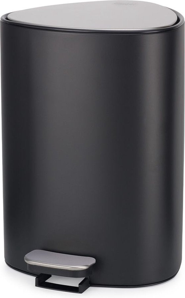 Poubelle Joseph Joseph - Poubelle de luxe à pédale à fermeture douce avec compartiment de rangement intérieur pour sacs poubelles - Noir mat