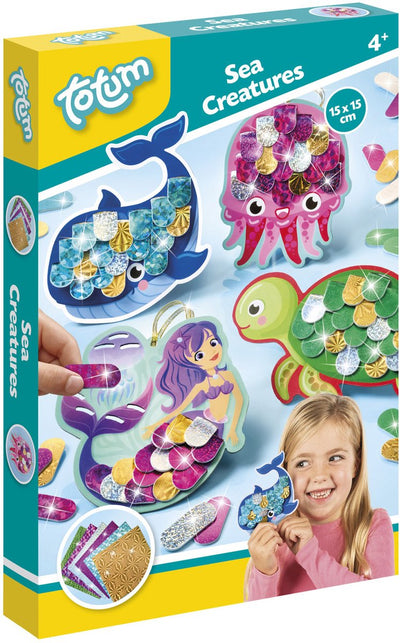 Ensemble artisanal Totum réalisant une sirène et des animaux marins 15 x 15 cm | jouets créatifs créatures marines jouets sirène à partir de 4 ans