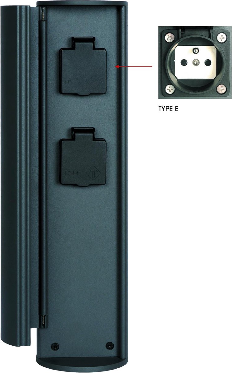 Lucide powerpoint - colonne de prises extérieure - prises avec broche terre - type e - fr, be, pol, svk norme cze - ø 10 cm - ip44? anthracite