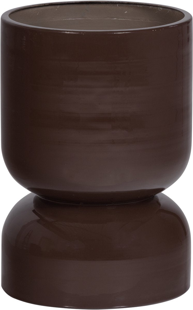 Pot bas Woood toval - métal - marron violet brillant - 40x28x28