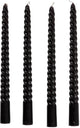 Lot de 4 bougies de dîner torsadées Arti casa - bougies de dîner ø2 x 25 cm - bougies noires au design torsadé - durée de combustion env. 5 heures - adapté aux chandeliers