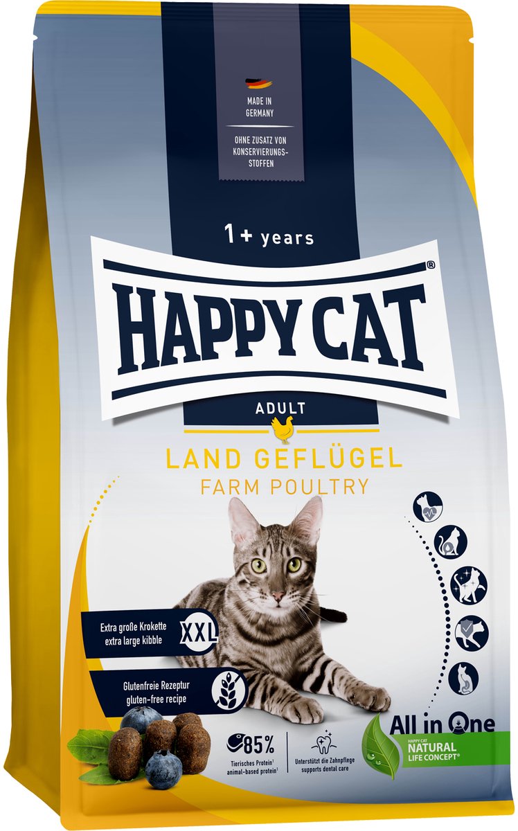 Nourriture culinaire pour chat adulte Happy cat - volaille - 10 kg
