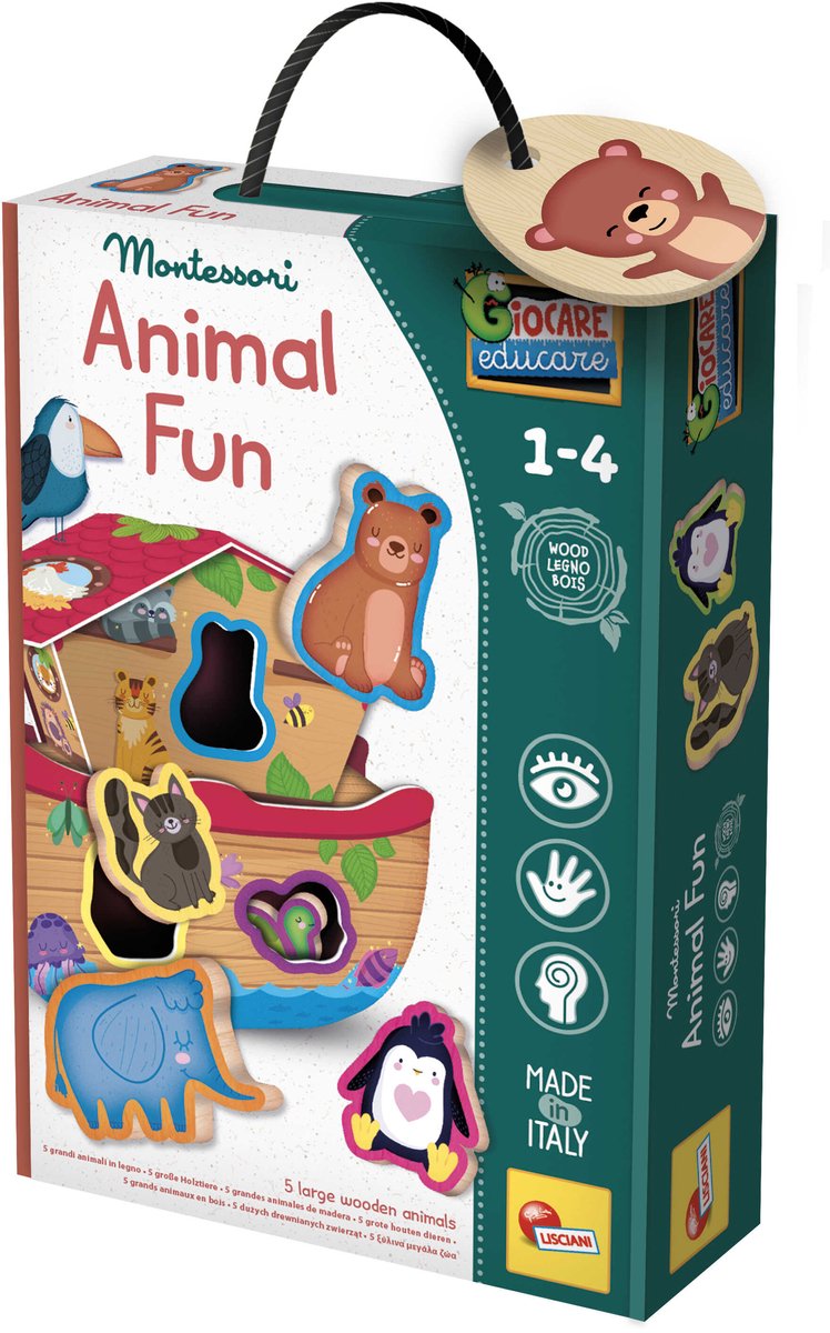 Lisciani montessori bébé bois animal amusant