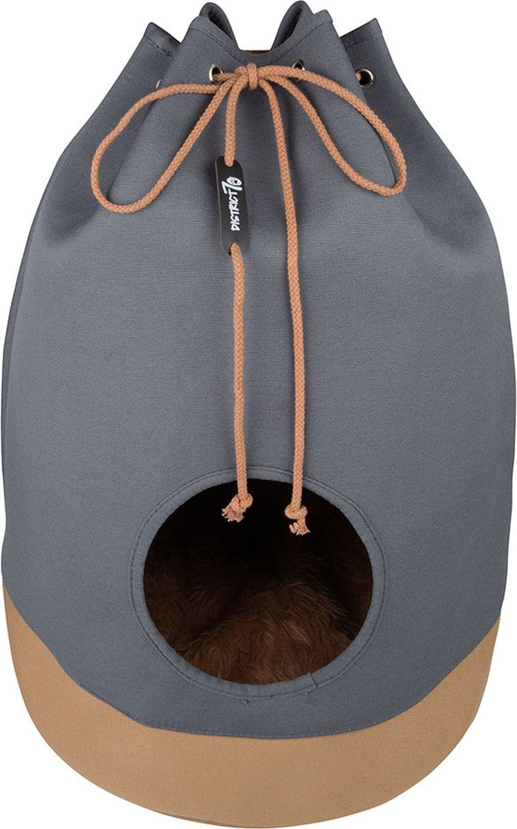 District 70 casa - maison pour chat pliable en coton avec coussin - cognac - 45 x 45 x 60 cm