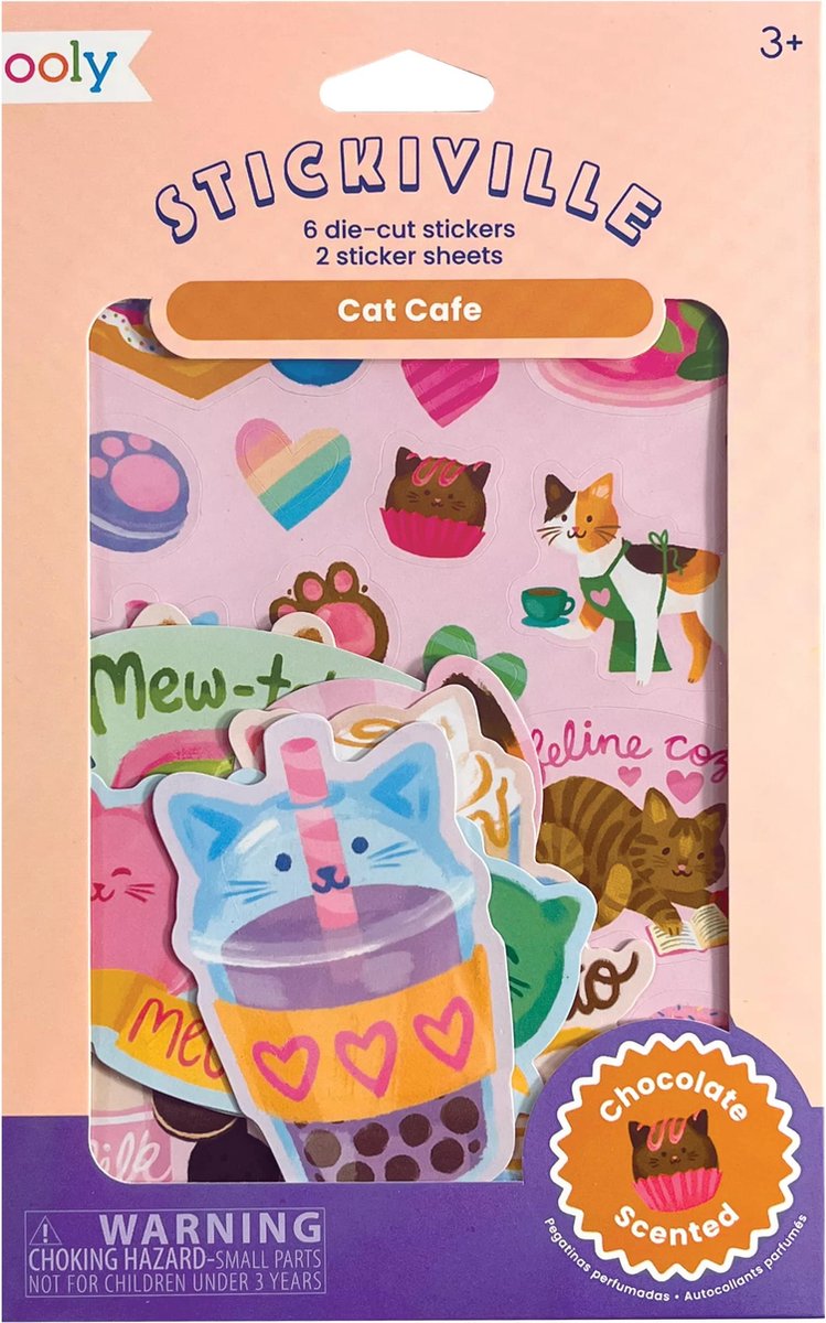 Ooly - stickiville - cat café - autocollants parfumés au chocolat