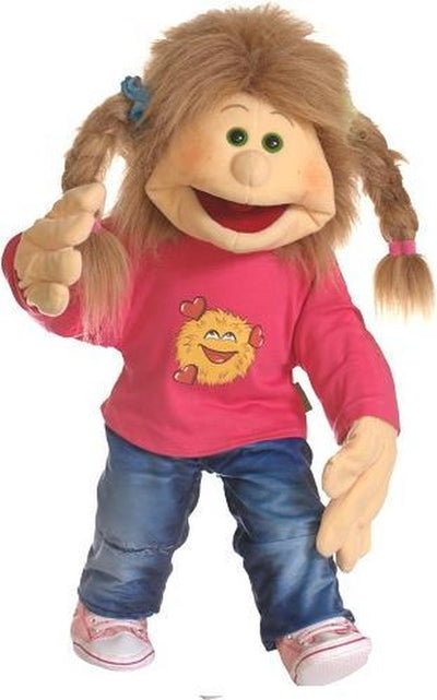 Marionnettes vivantes marionnette à main 65 cm caro filles ventriloque poupée en peluche