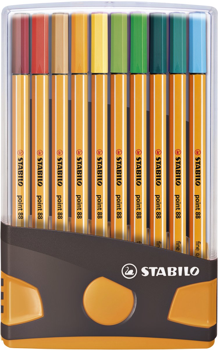 Stabilo point 88 - colorparade - orange anthracite - set de 20 couleurs différentes