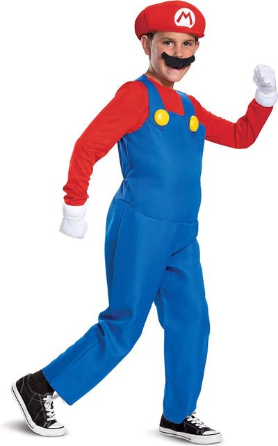 Déguisement officiel de luxe Nintendo Super Mario pour enfants, tenue de déguisement Mario pour garçons enfants, Halloween, anniversaire, journée mondiale du livre, semaine, costume Mario Bros pour enfants moyen