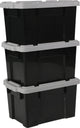 Boîte de rangement Iris powerbox - 21l - plastique - gris noir - lot de 3