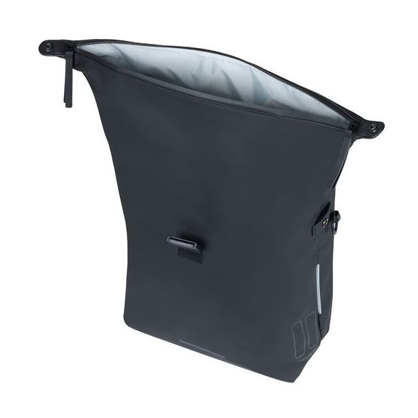 Basil Soho Mik Side Bicycle Sac à vélo - noir, imperméable, PU, ​​Nordlicht LED, 17L