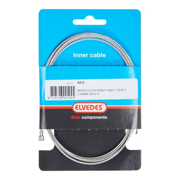 Elvedes Rem Binnenkabel 2250 mm fil galvanisé Ø1,5 mm V-nippel (sur carte)