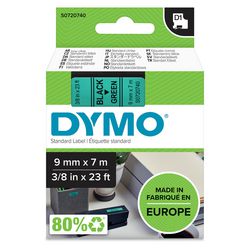 Rubans dymo d1 polyester 9mmx7m noir sur vert brillant