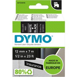 Rubans dymo d1 polyester 12mmx7m blanc-noir brillant