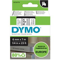 Rubans dymo d1 polyester 6mmx7m noir-transparent brillant