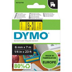 Rubans dymo d1 polyester 6mmx7m noir-jaune brillant