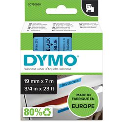 Rubans dymo d1 polyester 19mmx7m noir-bleu brillant