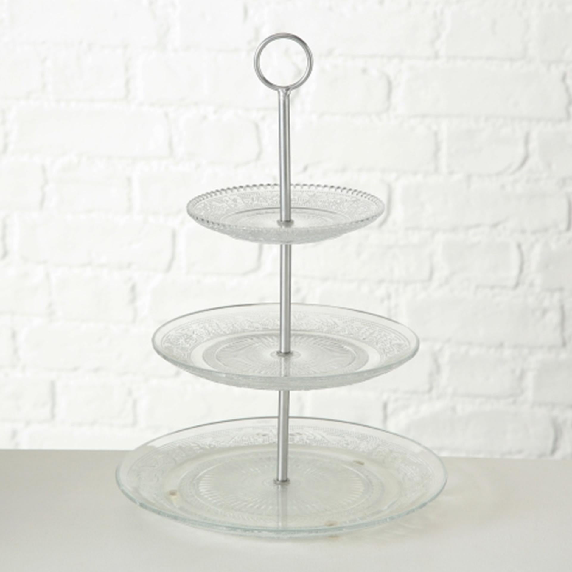 Boltze home etagere relief h35cm verre