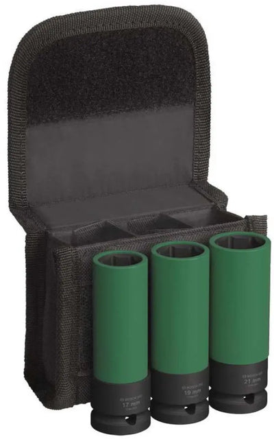 Accessoires Bosch jeu de douilles 3 pièces | 85 mm, 17 ; 19 ; 21 mm 1 2 extra profond - 2608003033