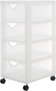 Commode Iris easygrip - 4 tiroirs x 11,25l - plastique - blanc transparent - avec roulettes