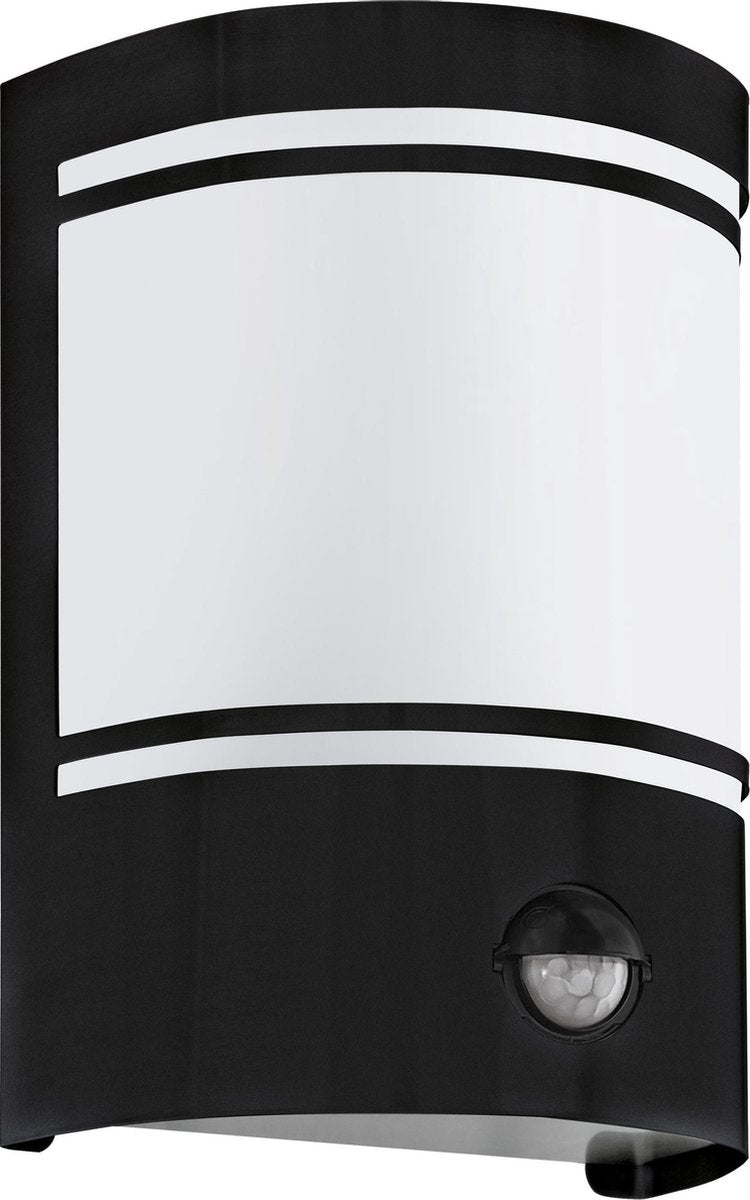Applique d'extérieur Eglo cerno - détecteur de mouvement - e27 - 20 cm - noir et blanc