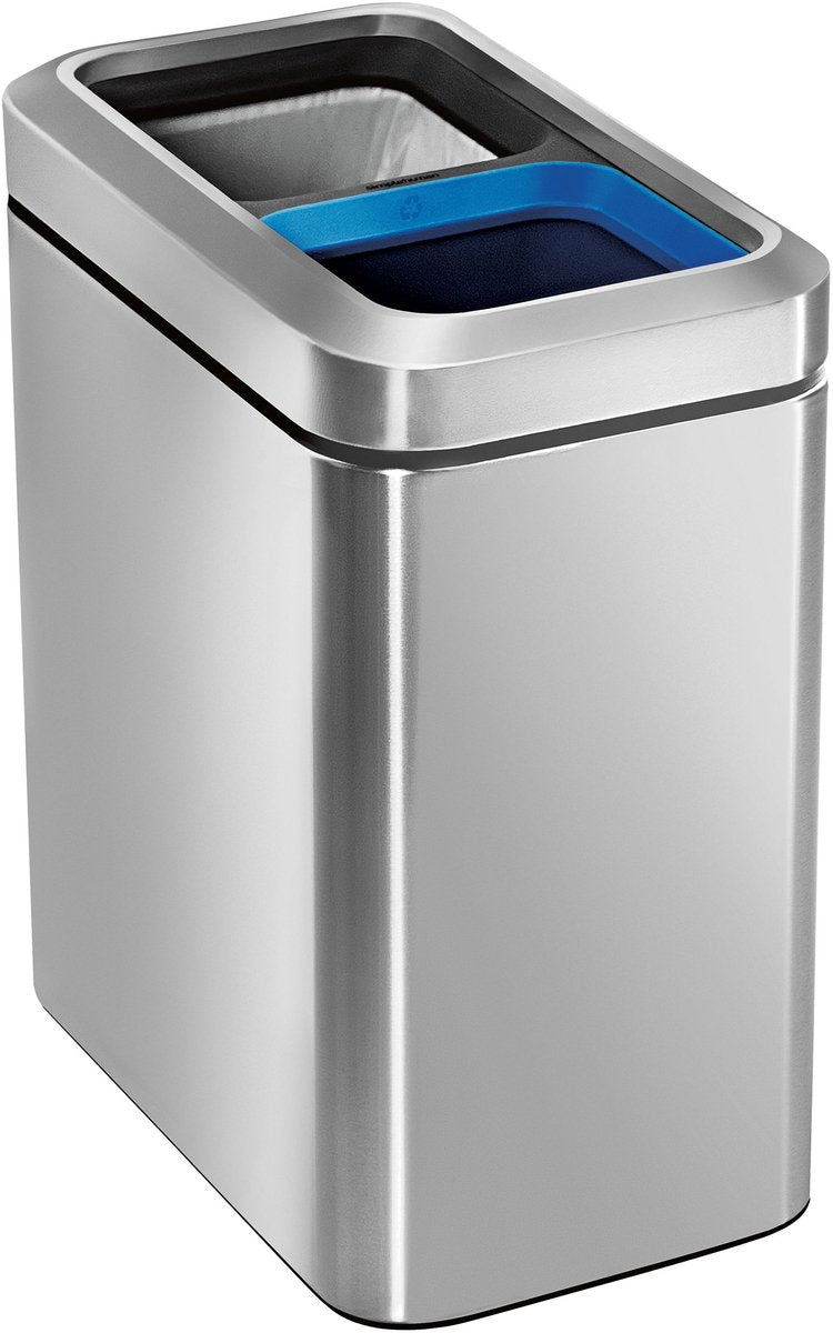 Poubelle de recyclage ouverte simplehuman - 20 litres (10 10) - argent - acier inoxydable brossé