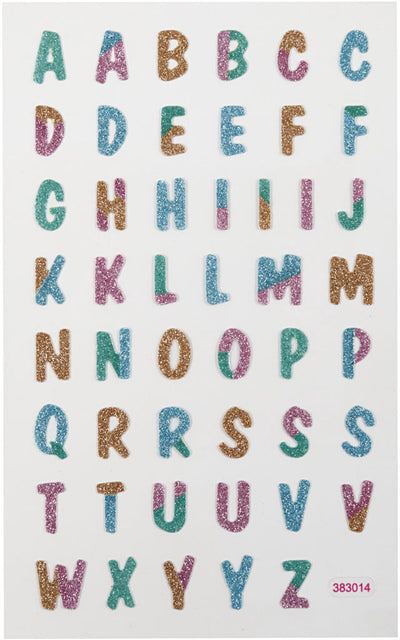 Creativ company autocollants pailletés, lettres, feuille 10x16 cm, 1 feuille