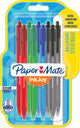 Stylos à bille rétractables Paper Mate Inkjoy 100rt | pointe moyenne (1,0 mm) | noir, bleu, rouge et vert | 8 pièces