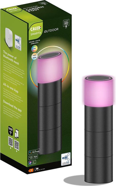 Lampe d'extérieur LED intelligente Calex outdoor - spot de sol intelligent - lampe sur pied RGB et lumière blanc chaud - 4W - noir