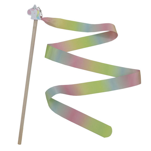 Bâton en bois avec ruban de danse licorne