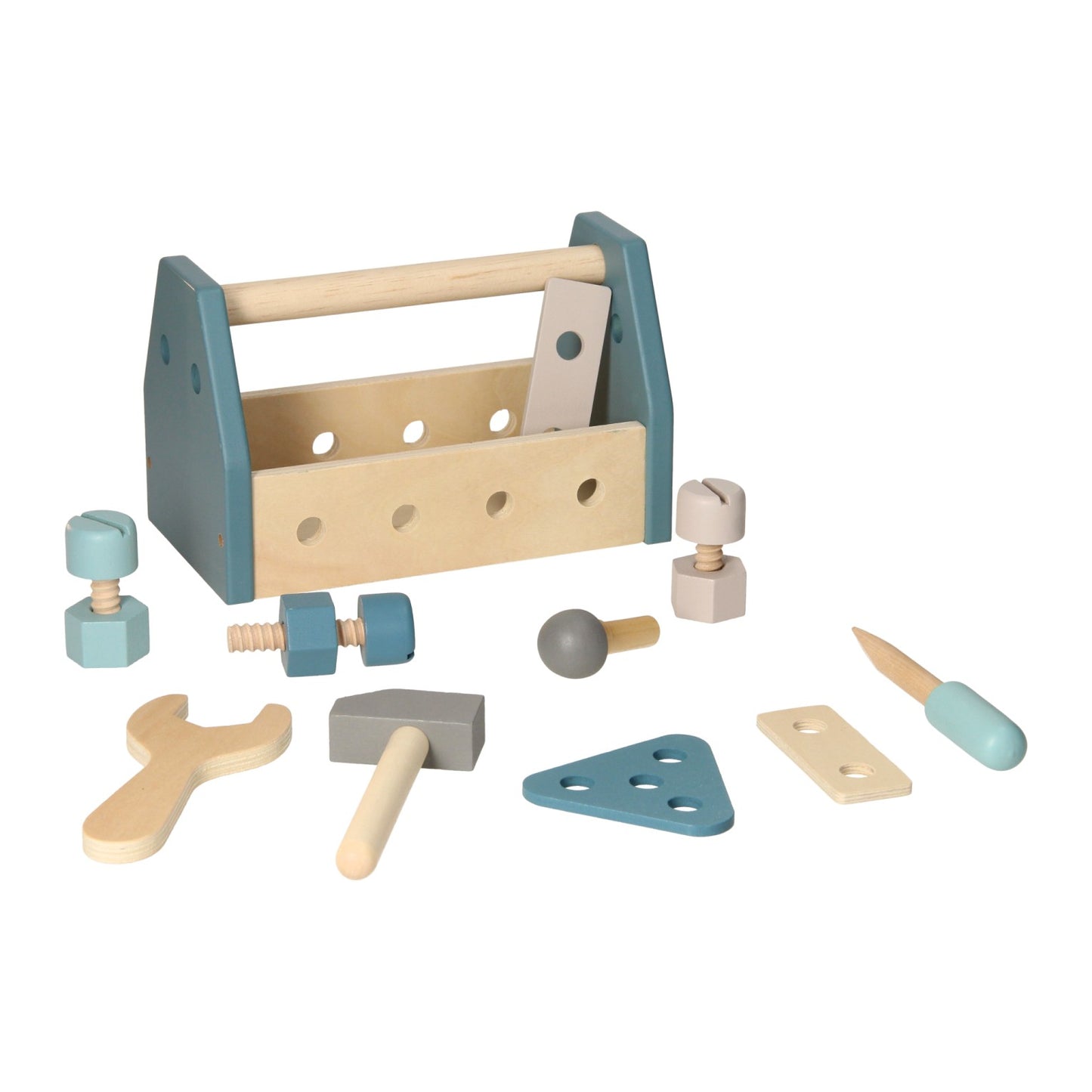 boîte à outils en bois bleue