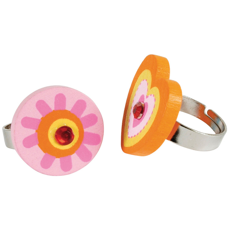 Bague en bois fleurie