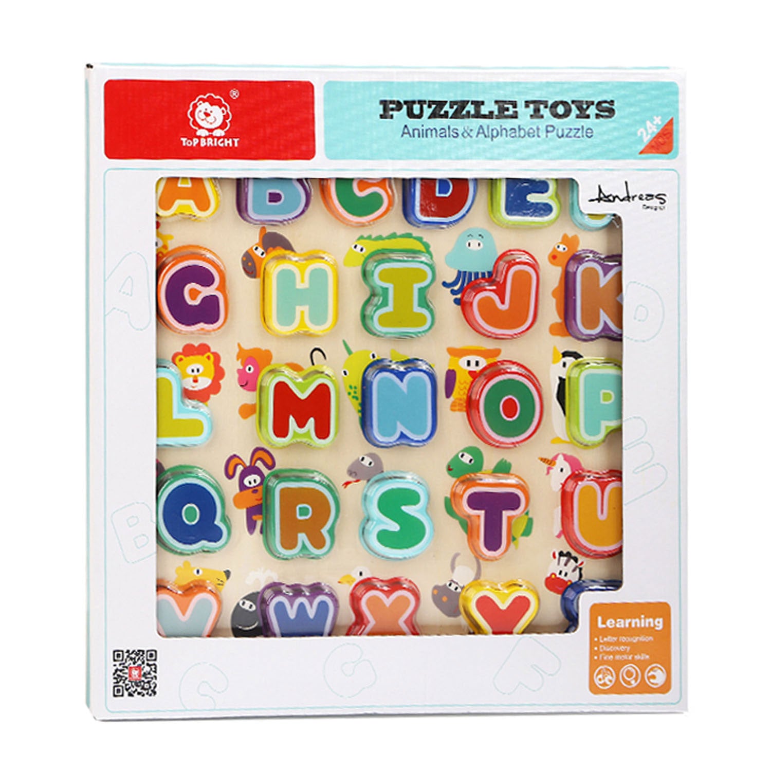 Topbright Puzzle en bois Animaux et Alphabet, 30 pièces.